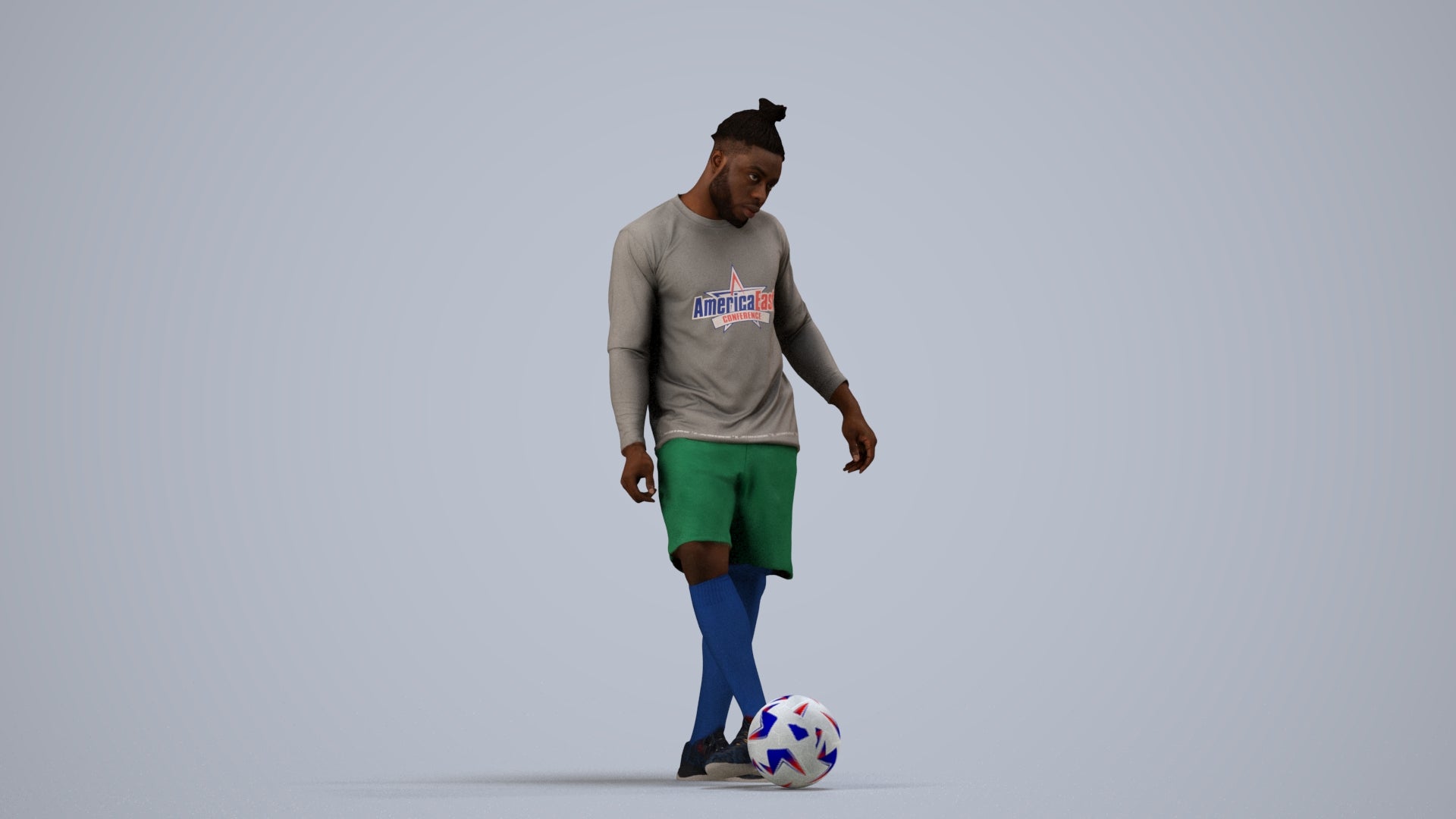 realistic 3D man sport, scanned archviz people for Blender and 3ds Max, side view render