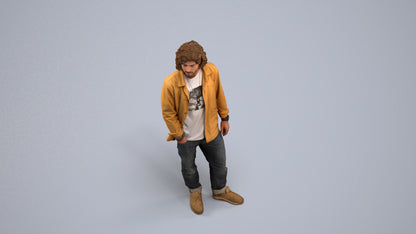 realistic 3D people man casual standing, render-ready for V-Ray and Corona, FBX OBJ, back view render