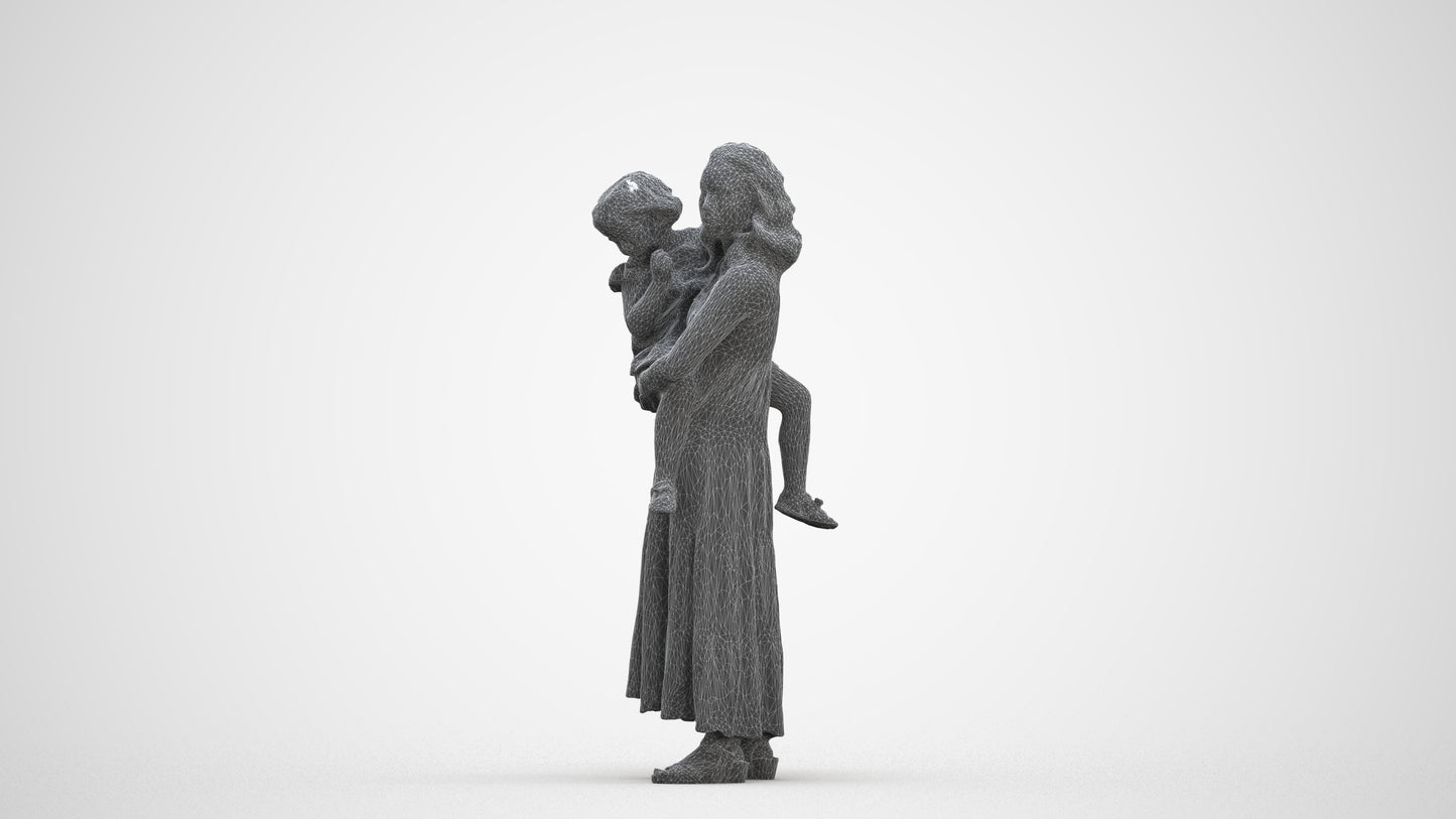 3D people model girl casual kids, scanned human for 3ds Max rendering, three-quarter front view render