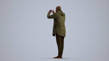 realistic 3D human man casual standing, archviz people FBX OBJ for Blender, front view render