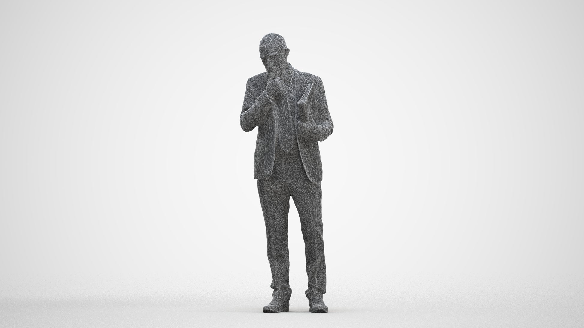 scanned 3D senior man business, photogrammetry people for Enscape and V-Ray, three-quarter front view render