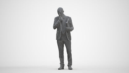 scanned 3D senior man business, photogrammetry people for Enscape and V-Ray, three-quarter front view render