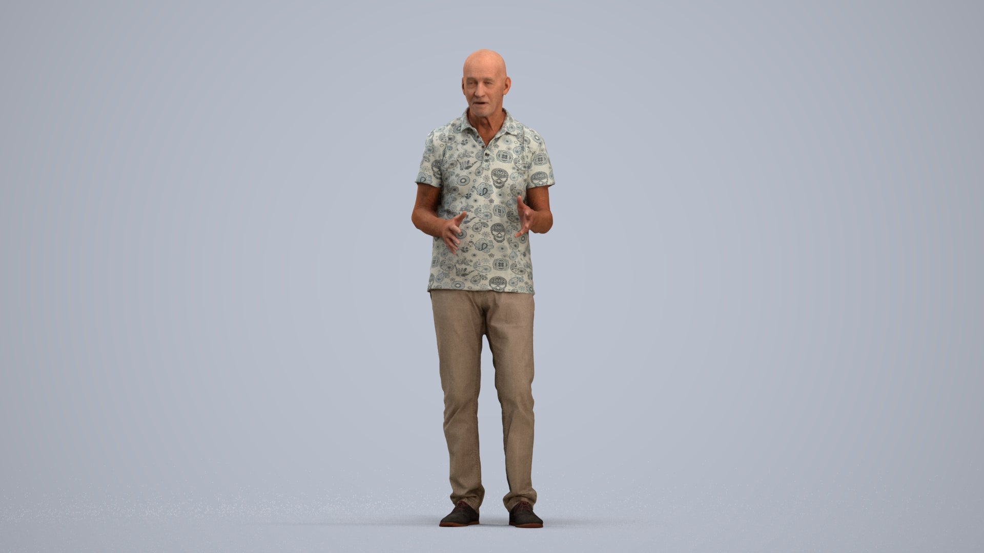 scanned 3D senior man casual standing, photogrammetry people for Enscape and V-Ray, standing pose render