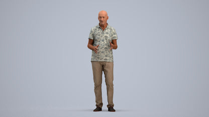 scanned 3D senior man casual standing, photogrammetry people for Enscape and V-Ray, standing pose render