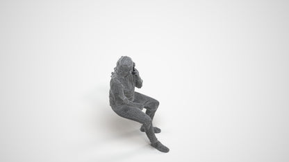 3D people model woman casual sitting, scanned human for 3ds Max rendering, wireframe three-quarter view