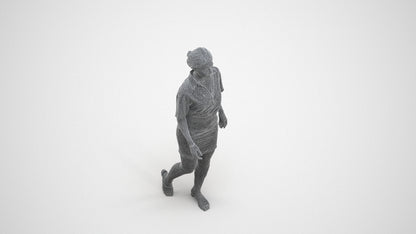 photogrammetry 3D woman casual walking, realistic human model archviz FBX, wireframe three-quarter view