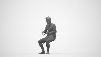 realistic 3D people man casual sitting, render-ready for V-Ray and Corona, FBX OBJ, wireframe back view