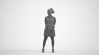 3D people model woman casual standing, scanned human for 3ds Max rendering, three-quarter front view render