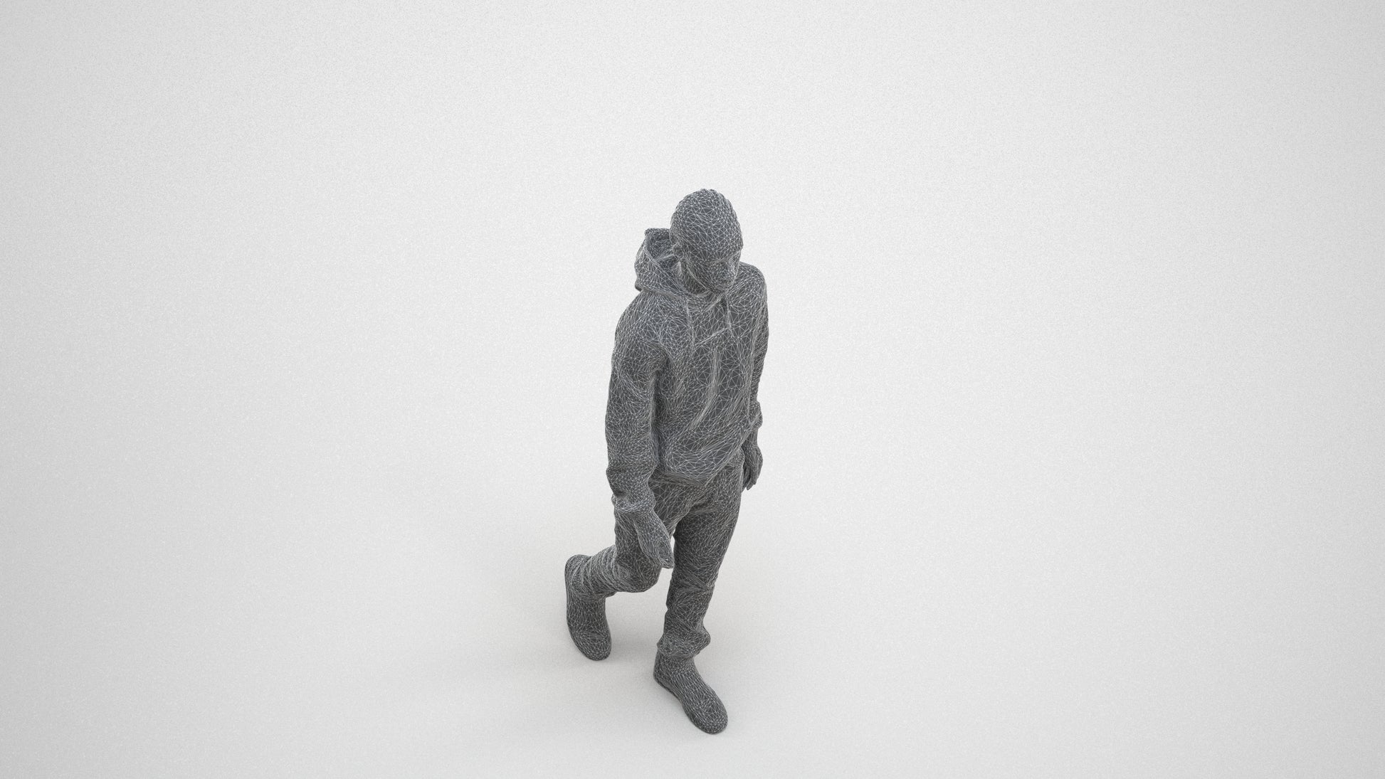 3D scanned boy kids casual, photorealistic archviz people for Enscape and SketchUp, wireframe three-quarter view