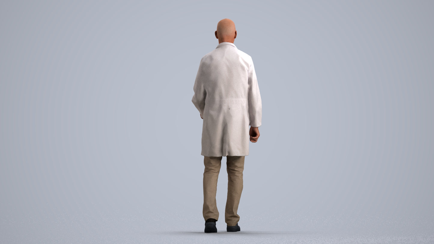 realistic 3D senior man medical, scanned archviz people for Blender and 3ds Max, front view render