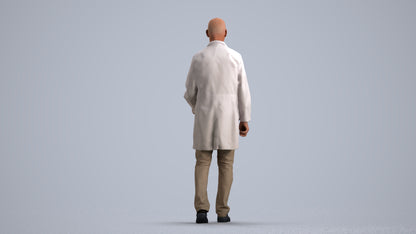 realistic 3D senior man medical, scanned archviz people for Blender and 3ds Max, front view render