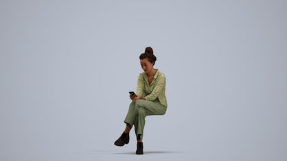 photogrammetry 3D woman casual sitting, realistic human model archviz FBX, standing pose render