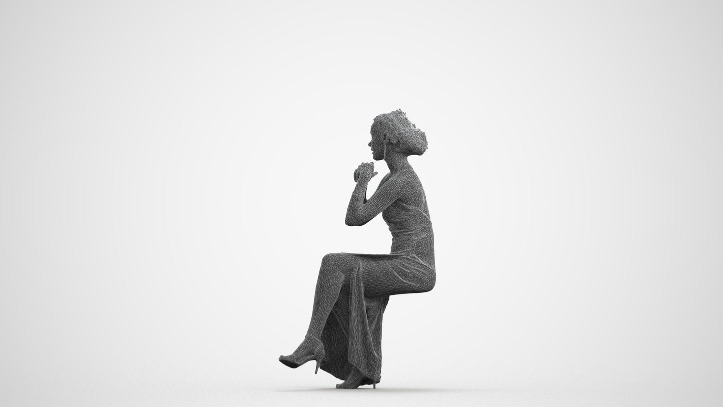 3D people model woman formal formalaffairs, scanned human for 3ds Max rendering, wireframe front view