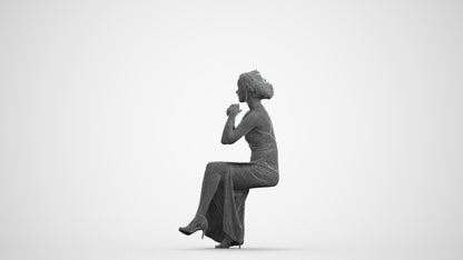 3D people model woman formal formalaffairs, scanned human for 3ds Max rendering, wireframe front view