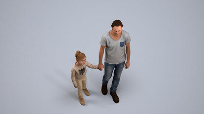 3D people model boy casual kids, scanned human for 3ds Max rendering, back view render