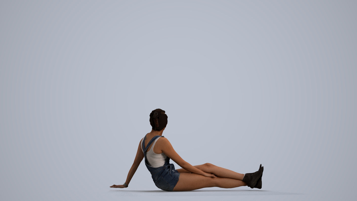 realistic 3D people woman casual sitting, render-ready for V-Ray and Corona, FBX OBJ, front view render