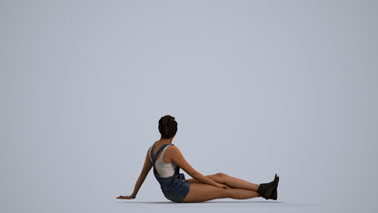 realistic 3D people woman casual sitting, render-ready for V-Ray and Corona, FBX OBJ, front view render
