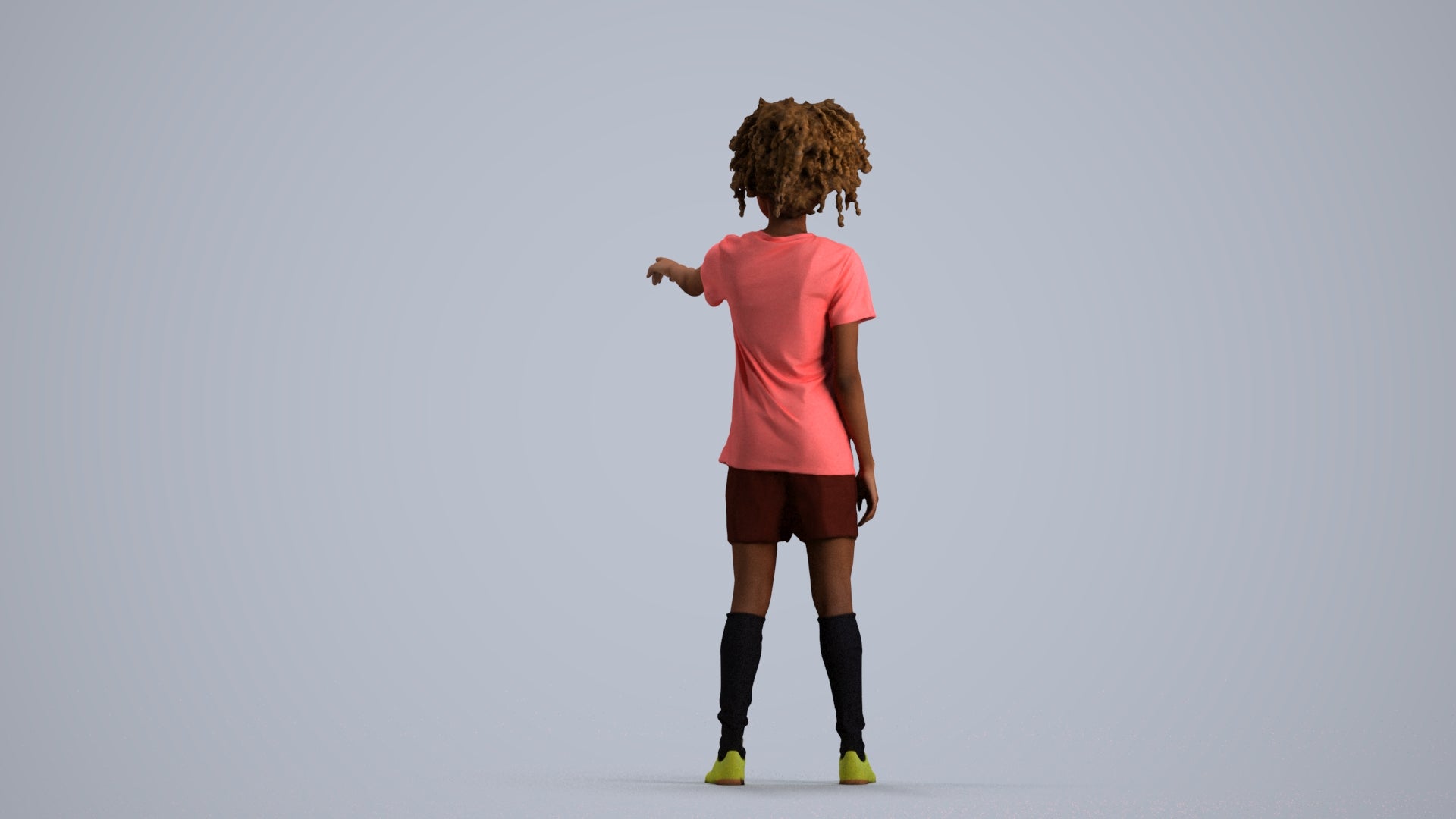 3D human model woman sport, photogrammetry scanned person for archviz, front view render