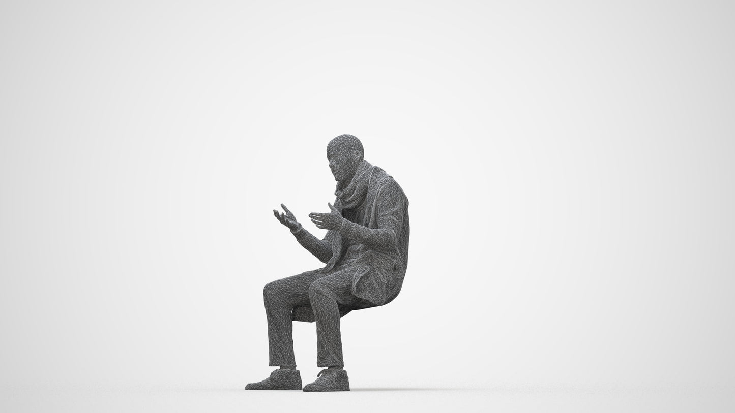 realistic 3D man casual pool, scanned archviz people for Blender and 3ds Max, wireframe back view