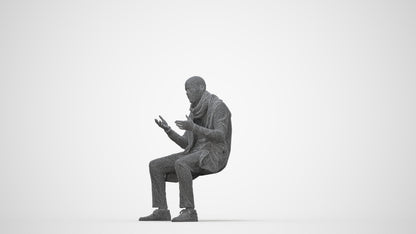 realistic 3D man casual pool, scanned archviz people for Blender and 3ds Max, wireframe back view