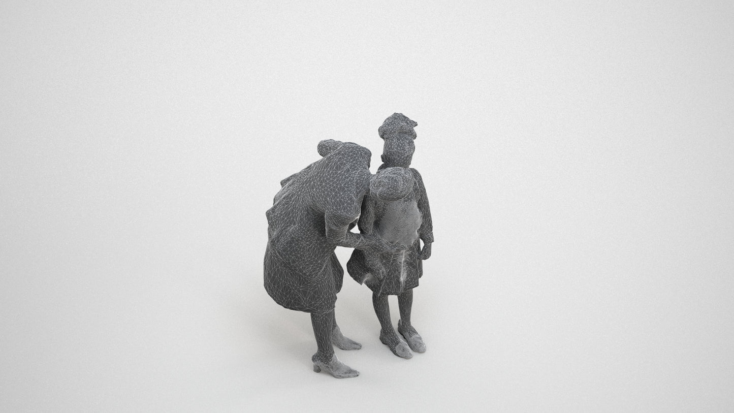 3D people model boy kids, scanned human for 3ds Max rendering, wireframe three-quarter view
