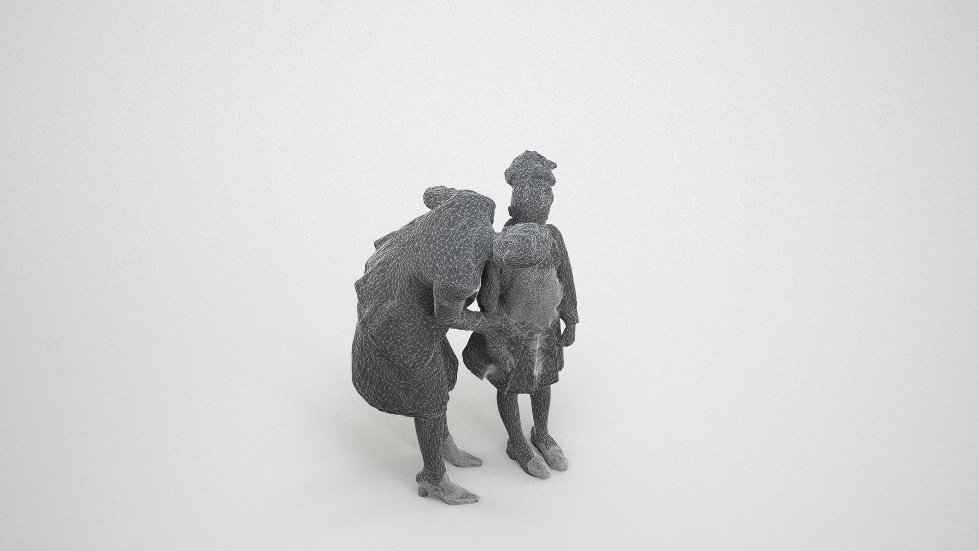 3D people model boy kids, scanned human for 3ds Max rendering, wireframe three-quarter view