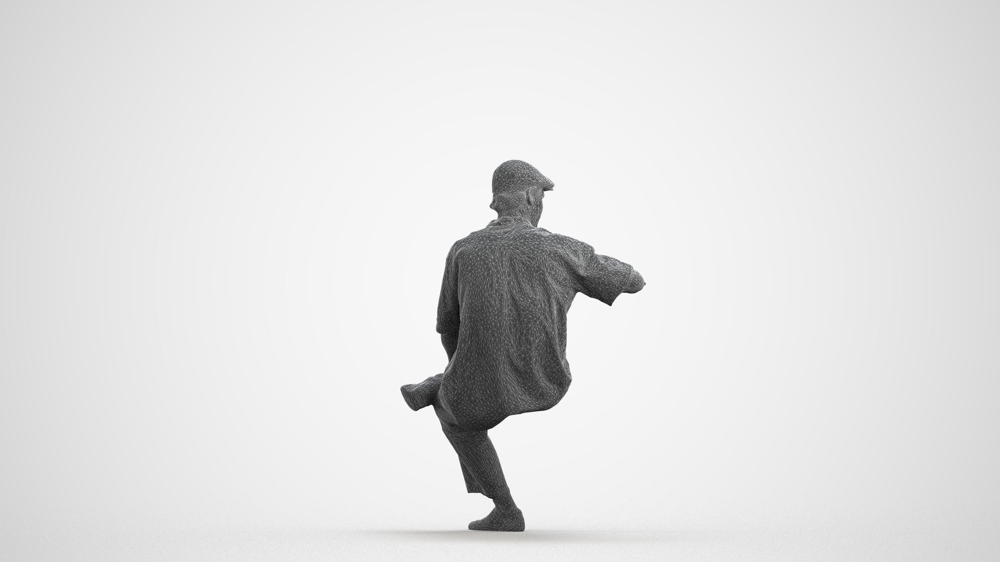realistic 3D people man casual sitting, render-ready for V-Ray and Corona, FBX OBJ, wireframe front view