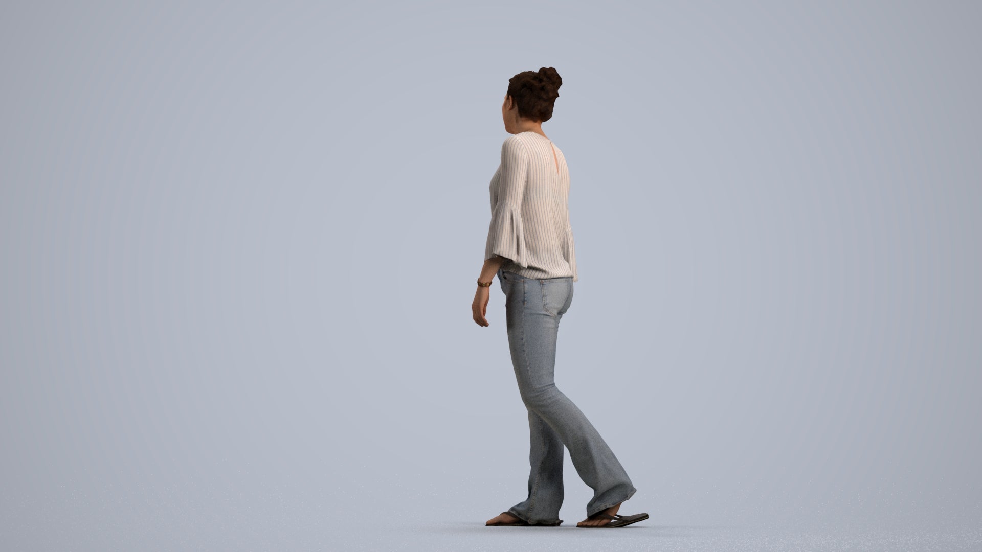 realistic 3D people woman casual walking, render-ready for V-Ray and Corona, FBX OBJ, front view render