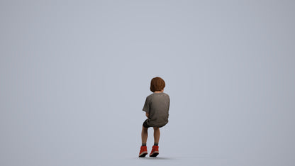 photogrammetry 3D boy casual kids, realistic human model archviz FBX, front view render