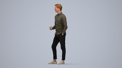 realistic 3D people man casual standing, render-ready for V-Ray and Corona, FBX OBJ, top-down view render