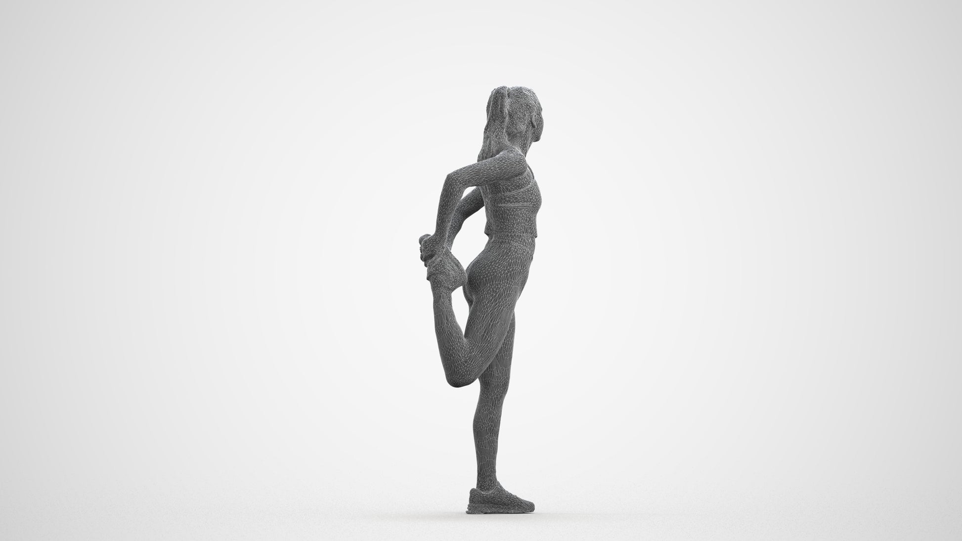 realistic 3D woman sport, scanned archviz people for Blender and 3ds Max, wireframe front view