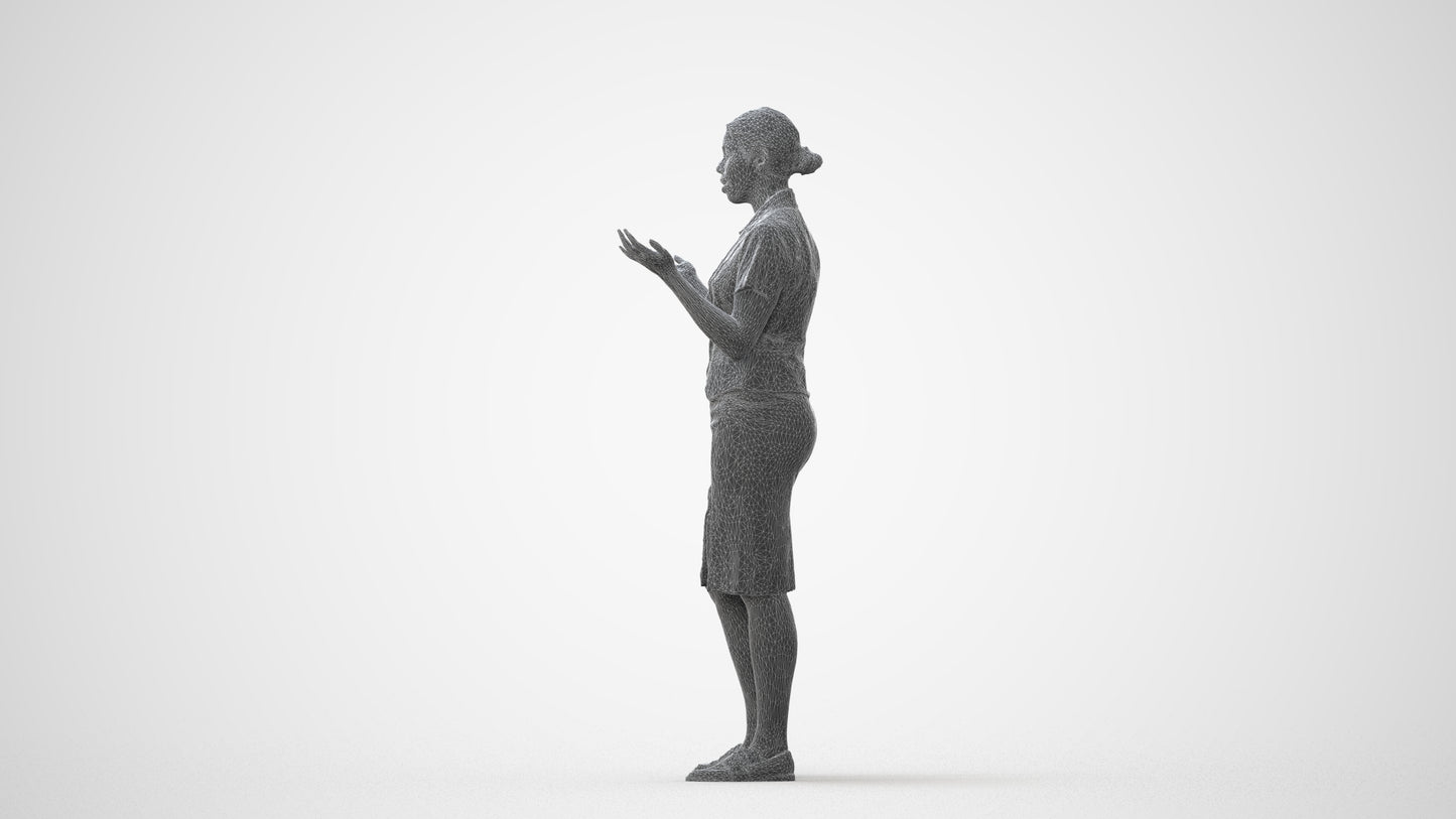 realistic 3D human woman hospitality, archviz people FBX OBJ for Blender, square thumbnail