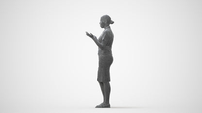 realistic 3D human woman hospitality, archviz people FBX OBJ for Blender, square thumbnail