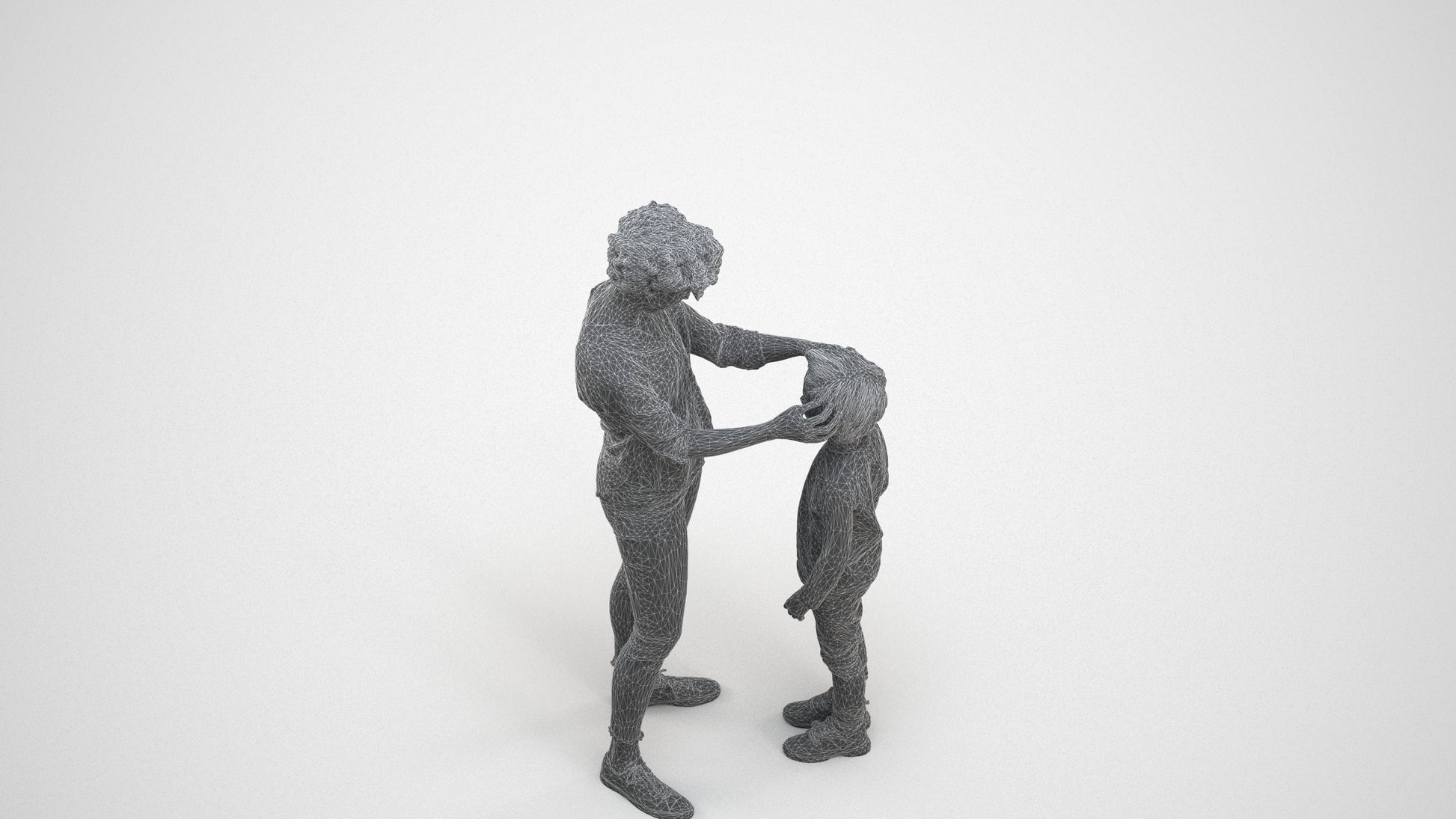 realistic 3D people girl casual kids, render-ready for V-Ray and Corona, FBX OBJ, wireframe three-quarter view