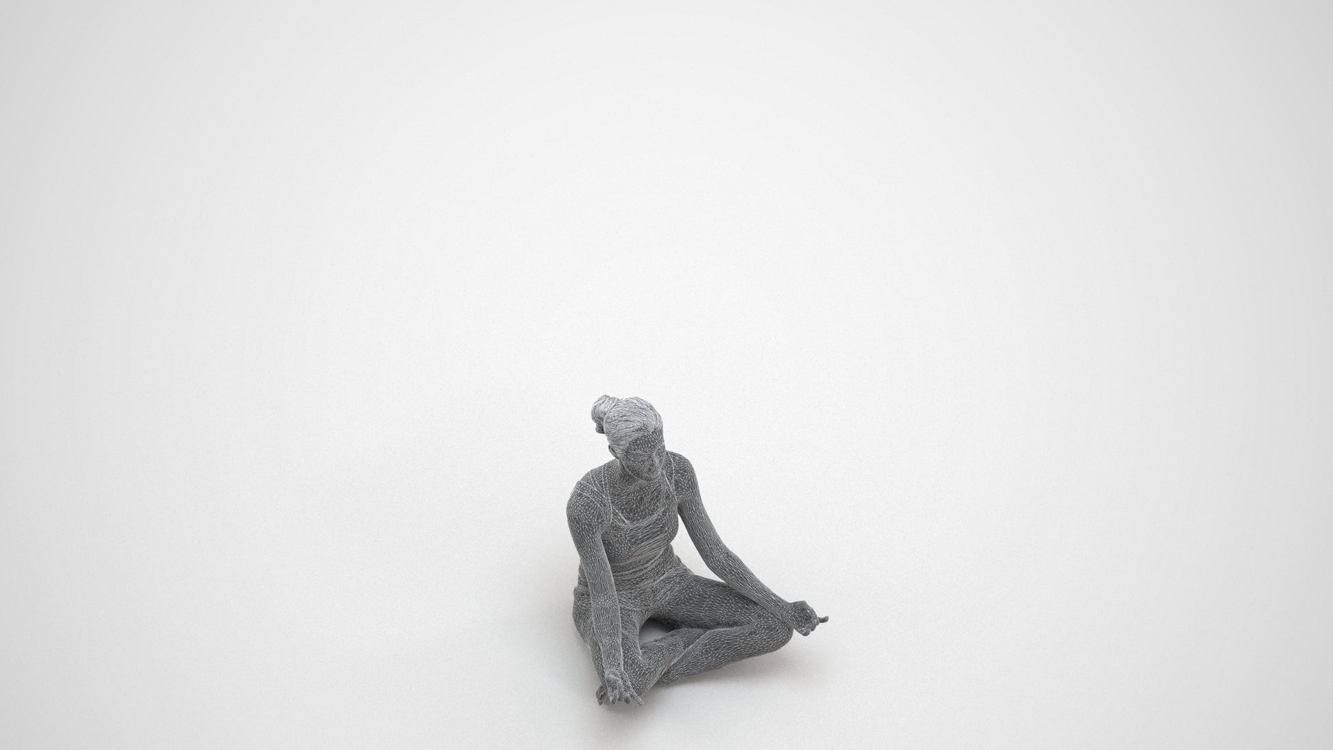 3D people model woman sport, scanned human for 3ds Max rendering, wireframe three-quarter view