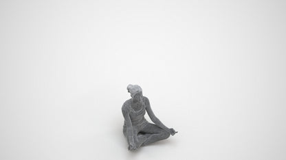 3D people model woman sport, scanned human for 3ds Max rendering, wireframe three-quarter view