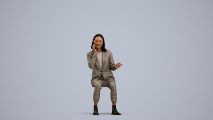 3D human model woman business, photogrammetry scanned person for archviz, standing pose render
