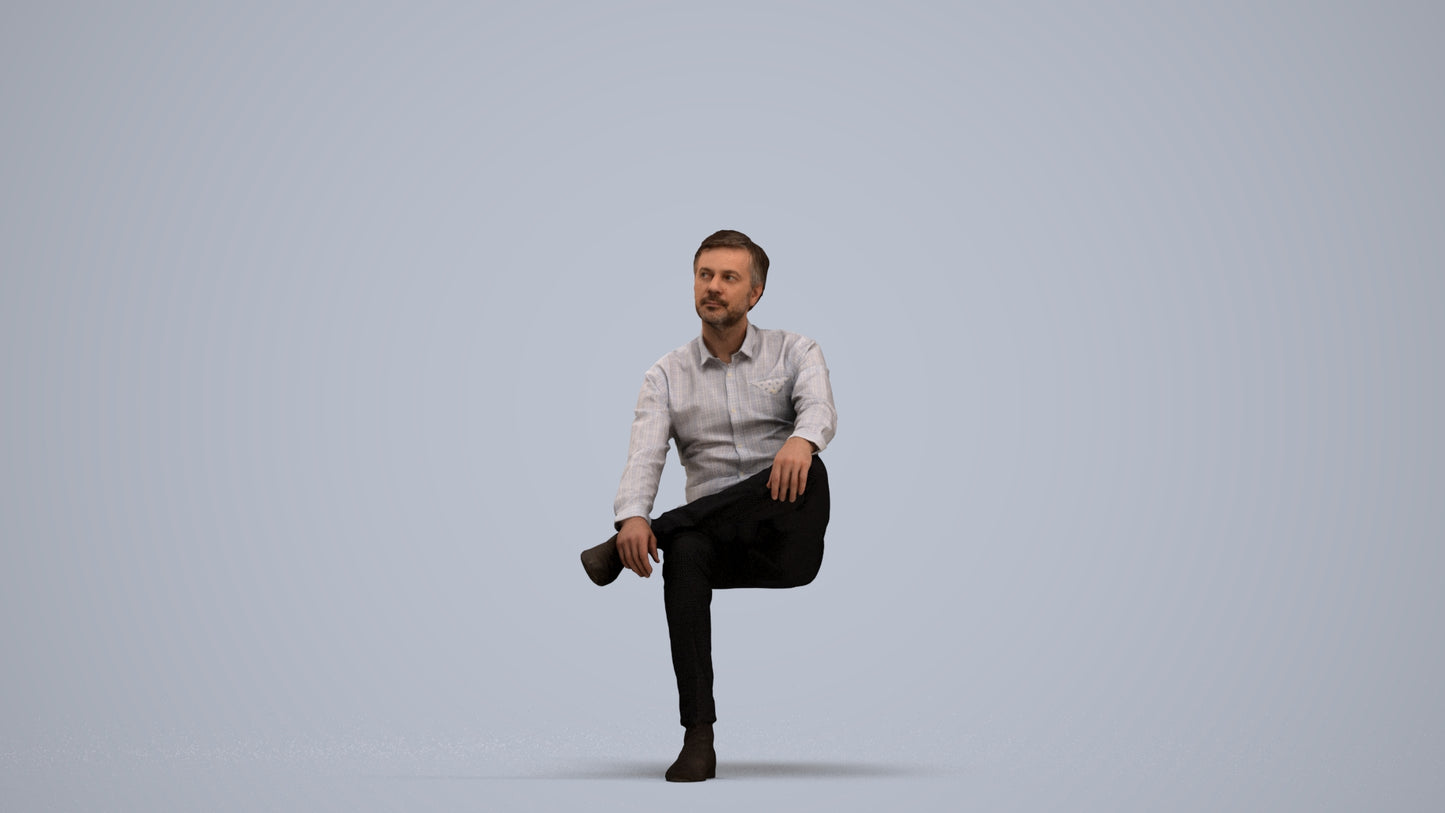 photogrammetry 3D man business, realistic human model archviz FBX, standing pose render