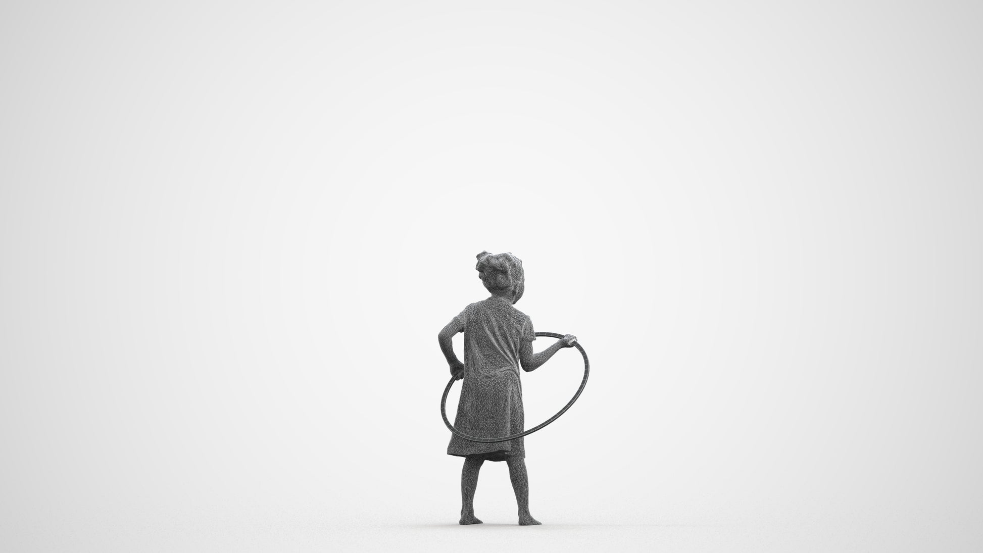 realistic 3D people girl casual kids, render-ready for V-Ray and Corona, FBX OBJ, wireframe front view