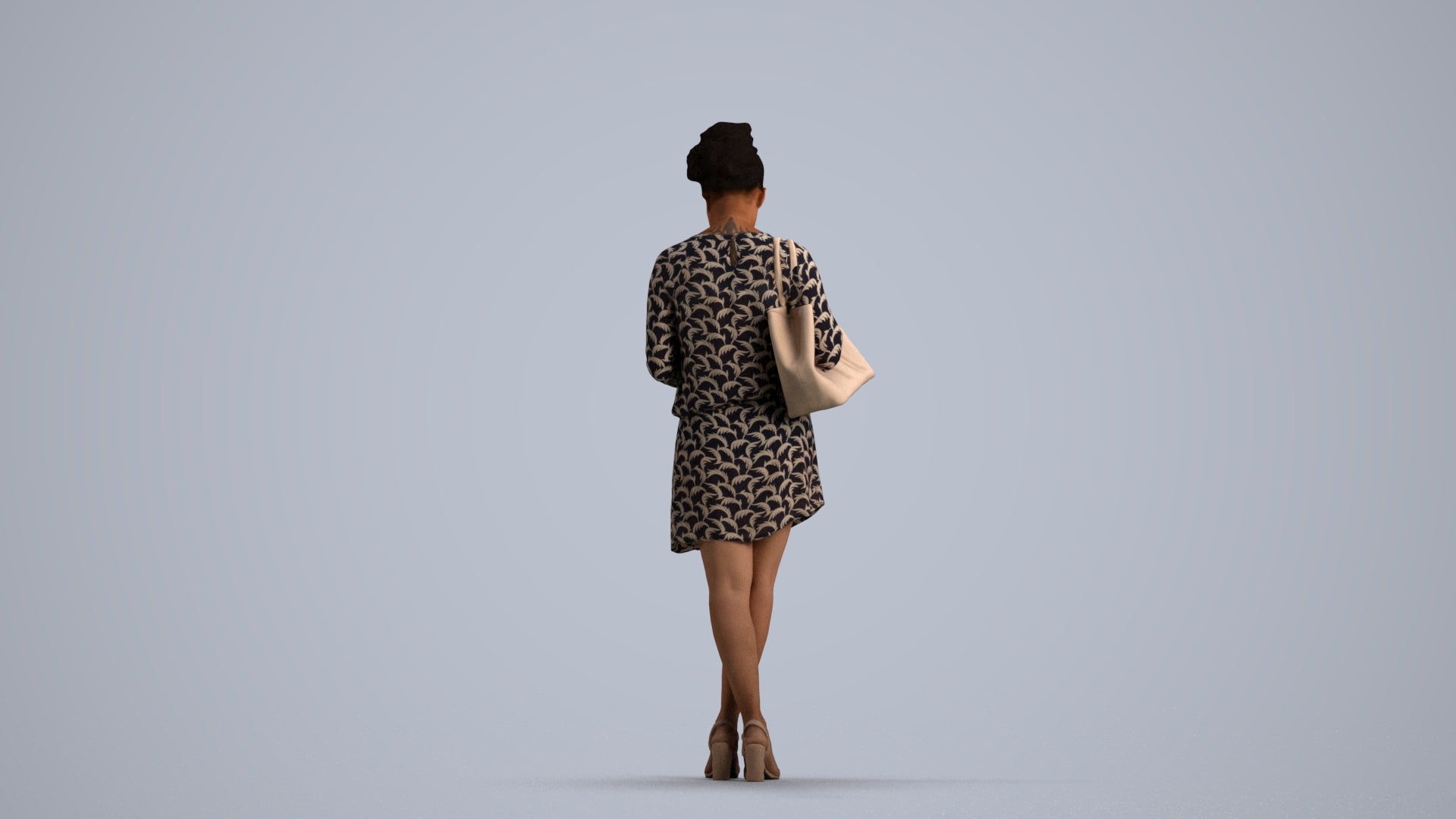 scanned 3D woman casual standing, photogrammetry people for Enscape and V-Ray, front view render