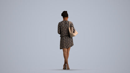 scanned 3D woman casual standing, photogrammetry people for Enscape and V-Ray, front view render