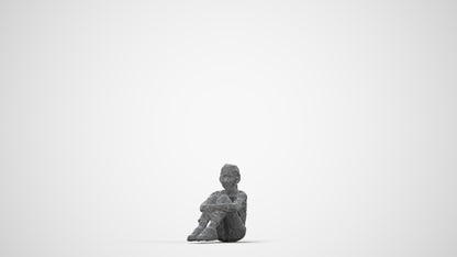 realistic 3D girl casual kids, scanned archviz people for Blender and 3ds Max, wireframe back view