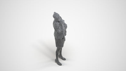 scanned 3D girl business kids, photogrammetry people for Enscape and V-Ray, wireframe three-quarter view