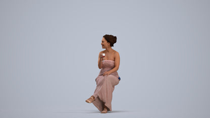 photogrammetry 3D woman casual sitting, realistic human model archviz FBX, standing pose render