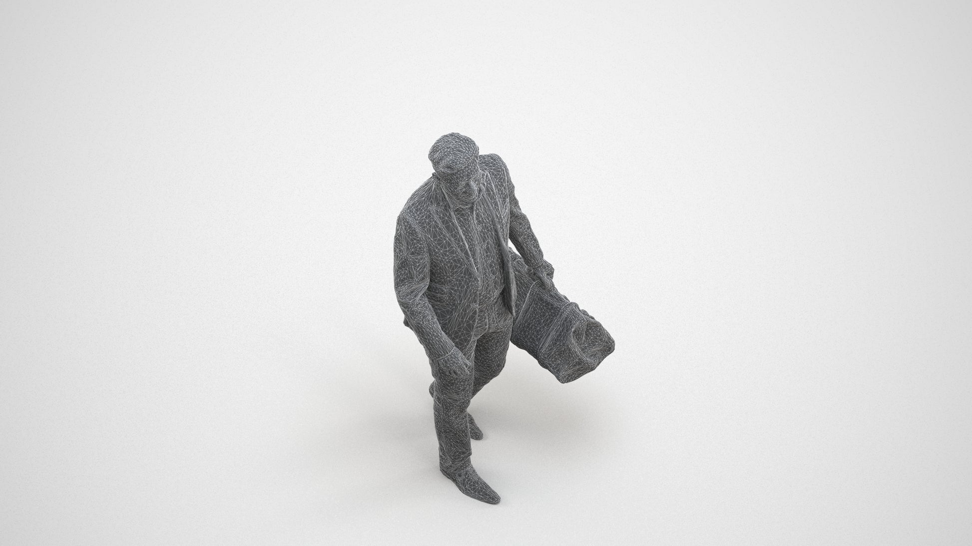 realistic 3D people man business walking, render-ready for V-Ray and Corona, FBX OBJ, wireframe three-quarter view