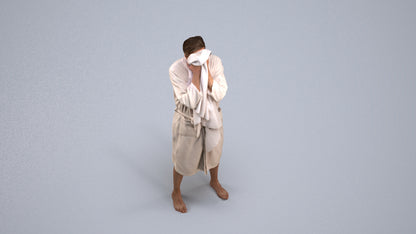realistic 3D man bathroom, scanned archviz people for Blender and 3ds Max, back view render