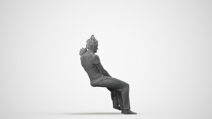 realistic 3D girl kids, scanned archviz people for Blender and 3ds Max, wireframe side view