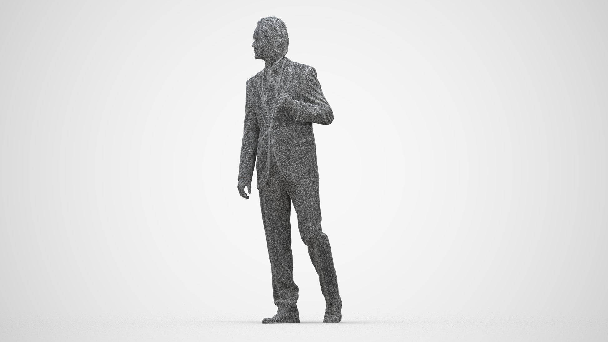 scanned 3D man business, photogrammetry people for Enscape and V-Ray, wireframe back view