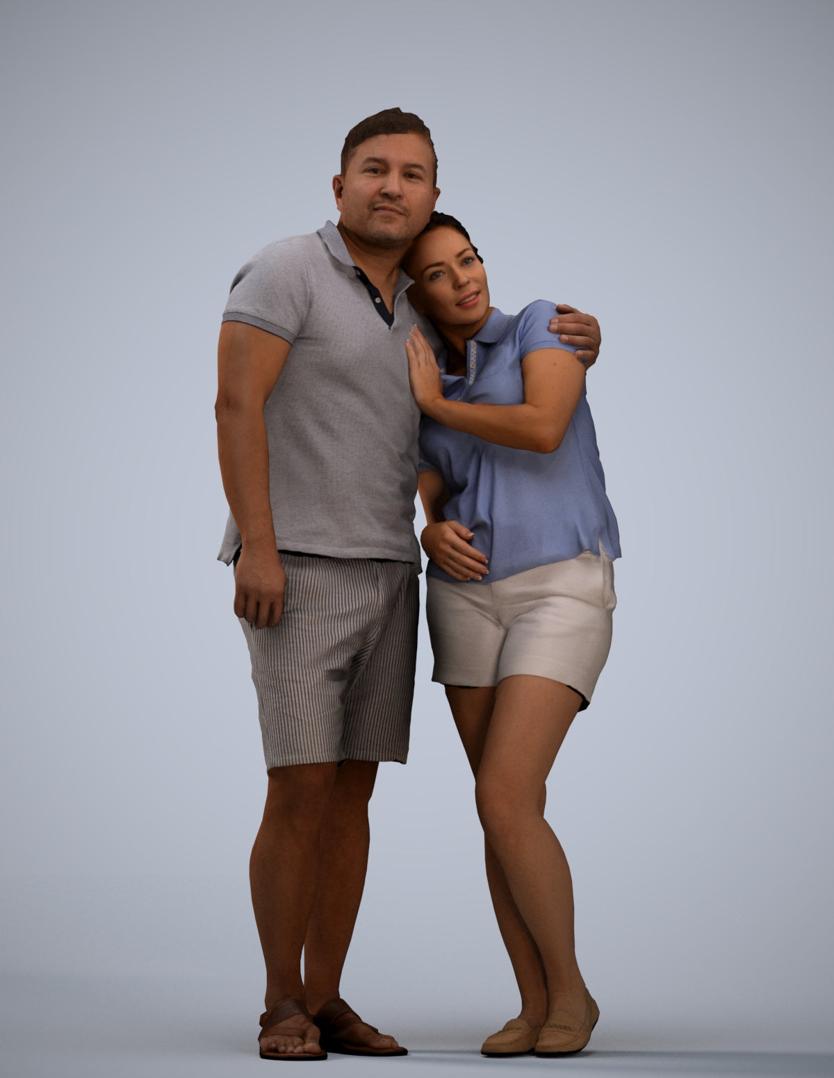 realistic 3D woman casual couple, scanned archviz people for Blender and 3ds Max