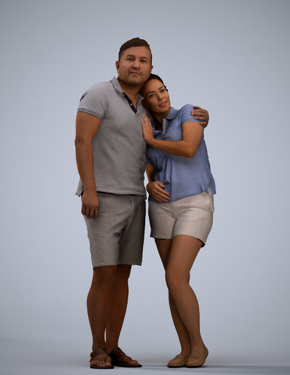 realistic 3D woman casual couple, scanned archviz people for Blender and 3ds Max